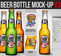 啤酒瓶品牌标签展示模型(第三套)：Beer Bottle Mock-up V3